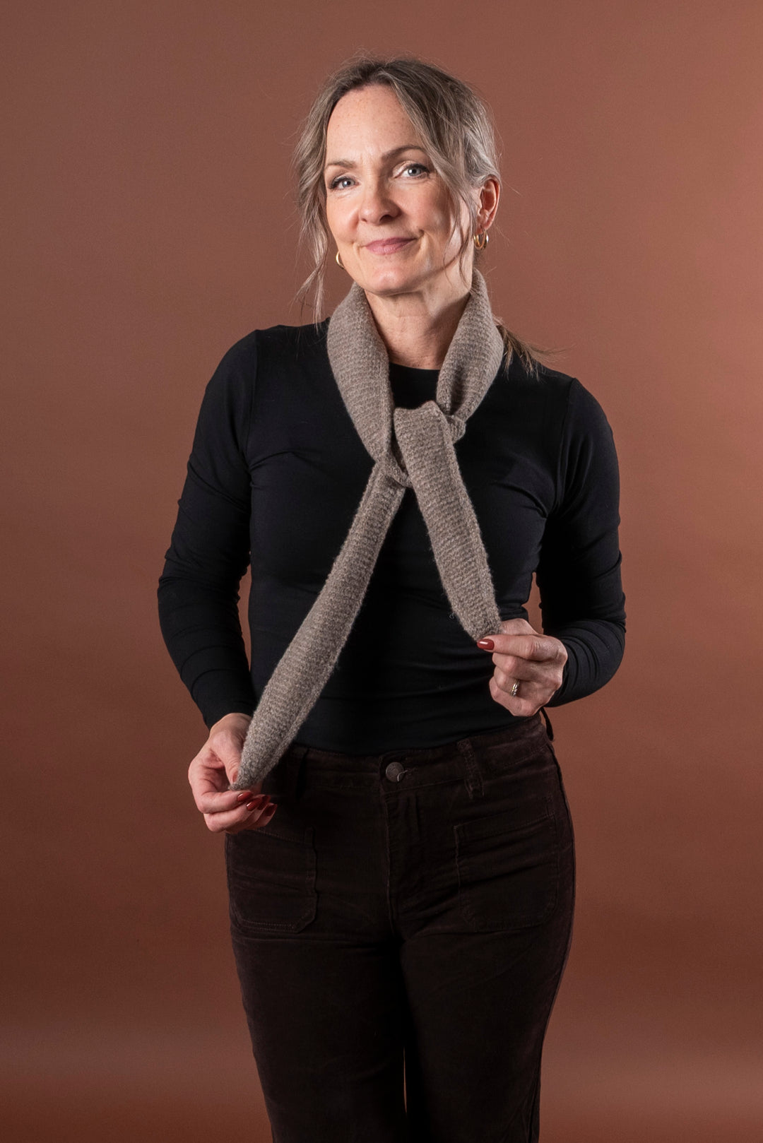 BYVILKO NARROW SCARF - Walnut Melange
