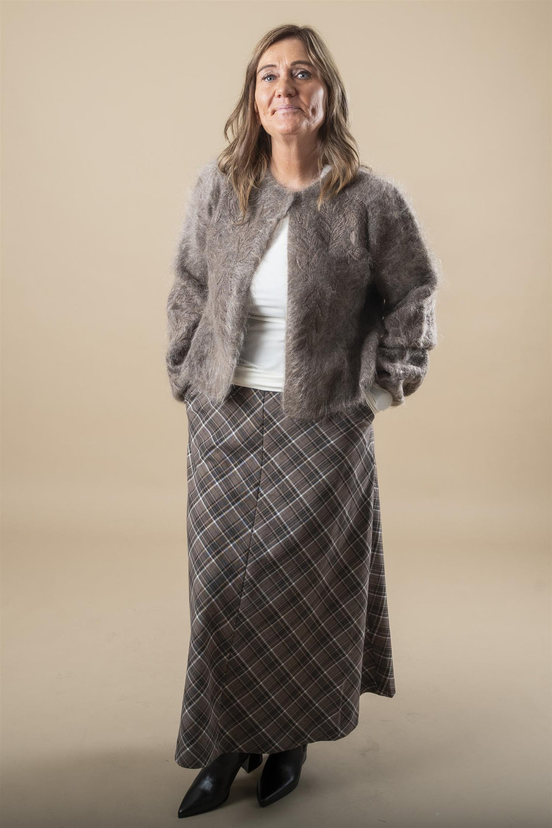 BYESTOLO SKIRT - SEPIA CHECK