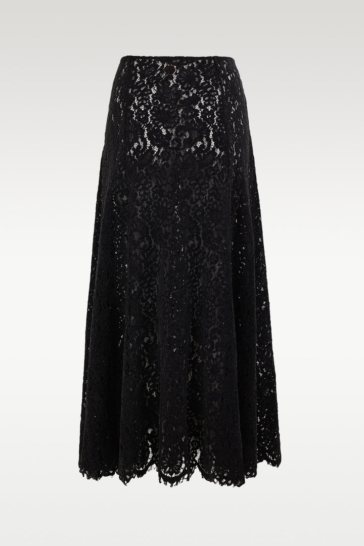 Lace Velvet Skirt - Black