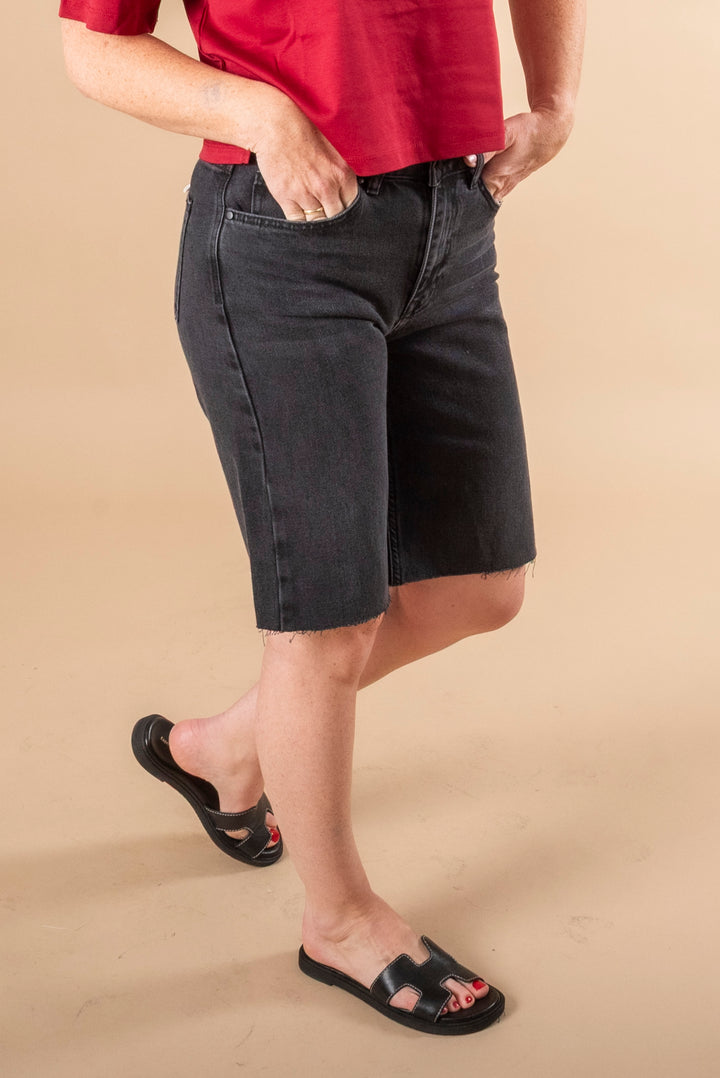 LouisMW 139 High Long Shorts - Black Retro Wash
