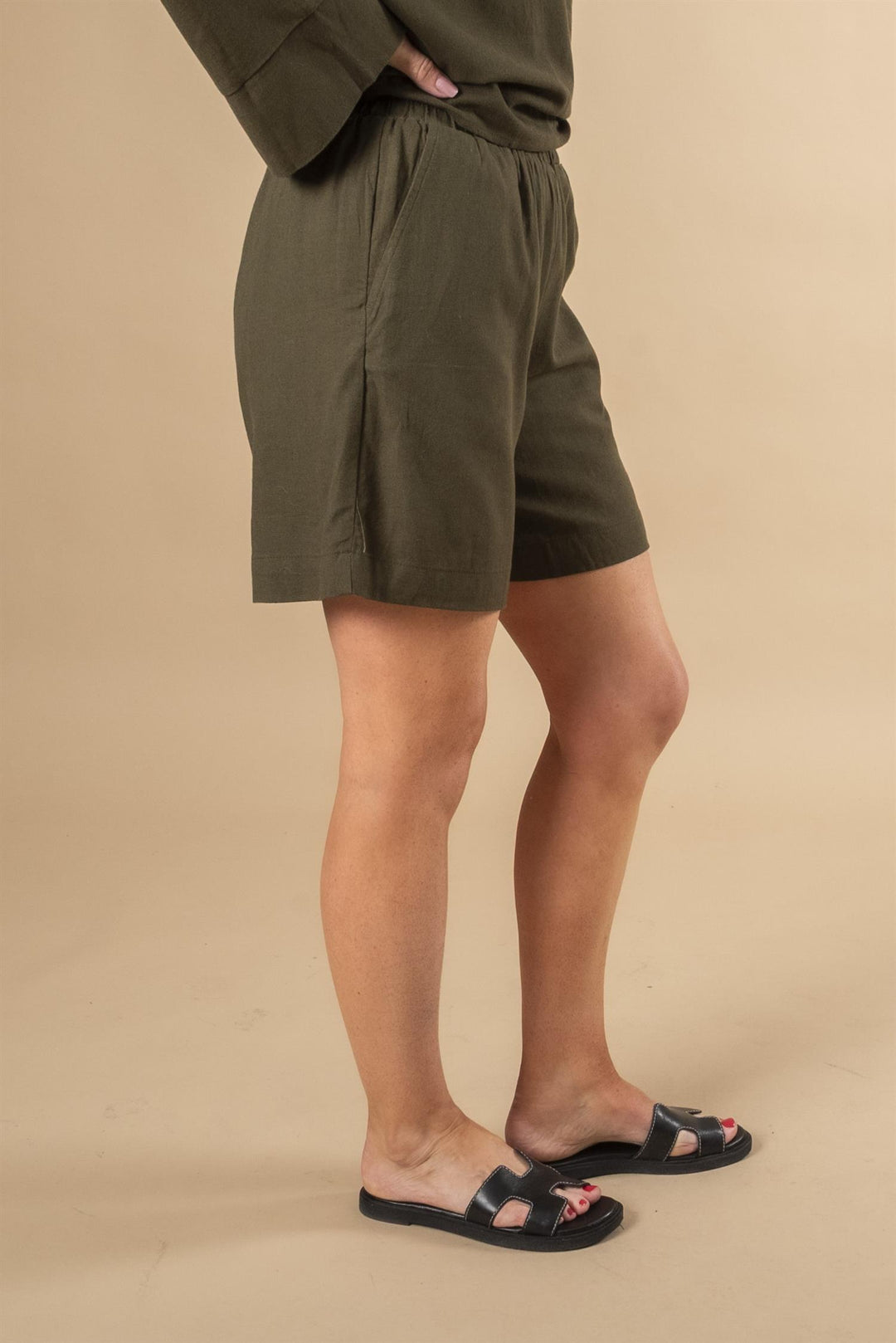 Dias Linen Shorts - Forest Night