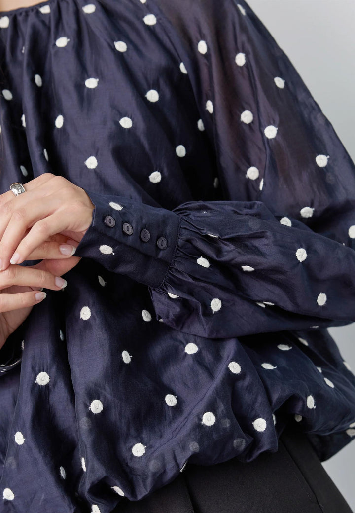 DitaCC Dot Balloon Blouse - Navy