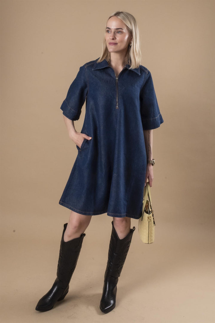 Malo 181 Short Zip-Dress - Dark Blue Un-Wash