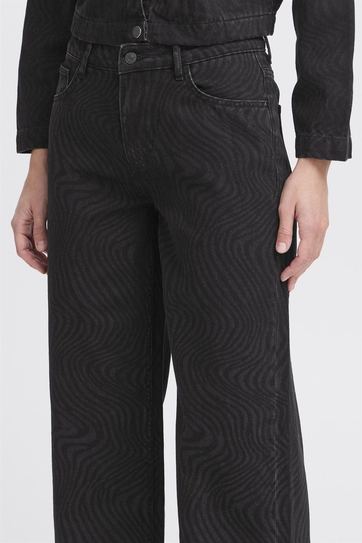 BYLYSSA JEANS - Black Animal Mix