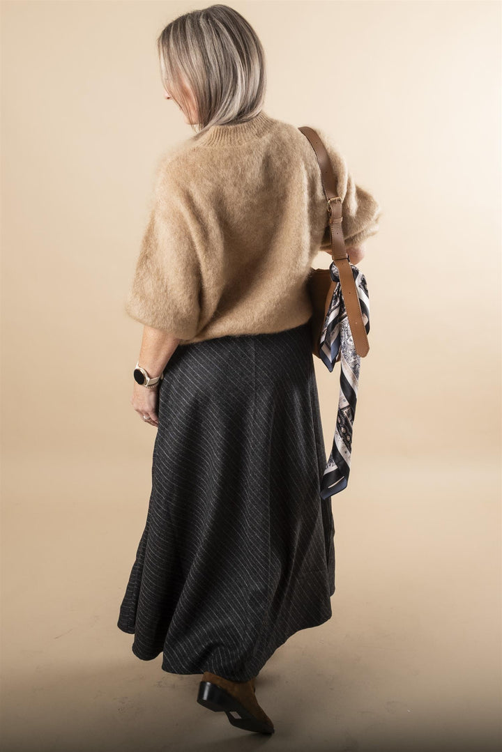 Joselina Pinstripe Maxi Skirt - Black