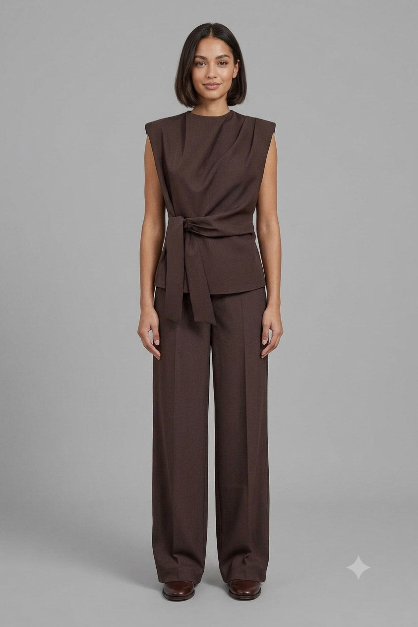 Luna Pleat Top - Dark Brown