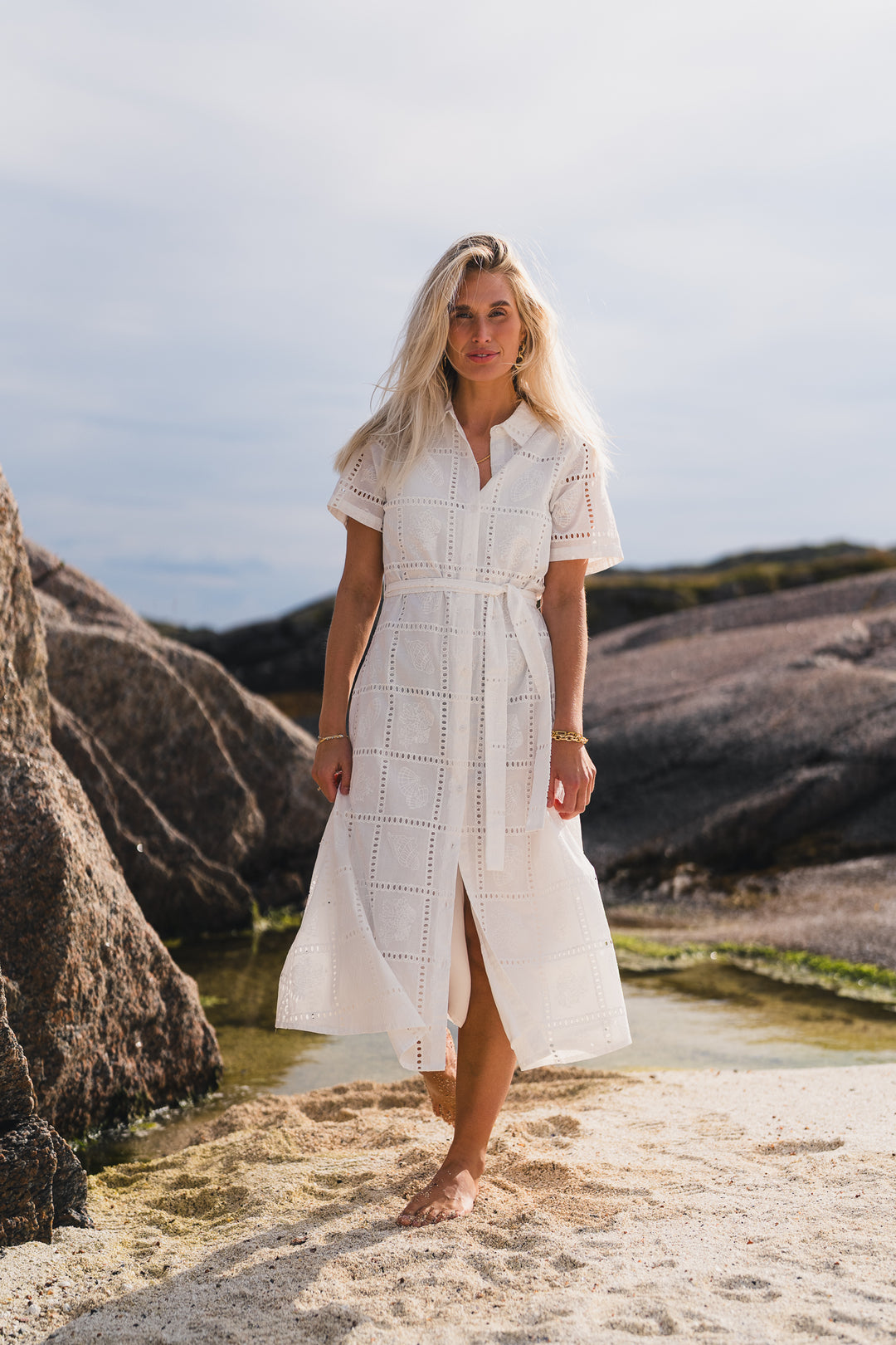 Lea shirt Dress - Egret