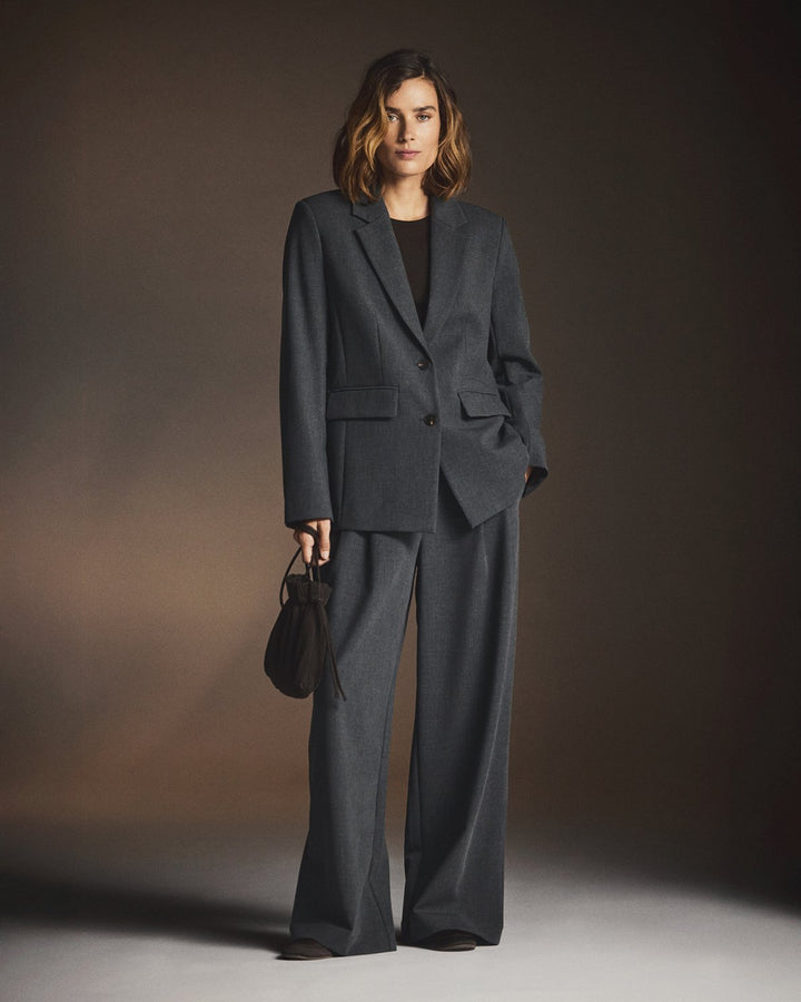 Inge Henrike Loose Blazer - Dark Grey Melange