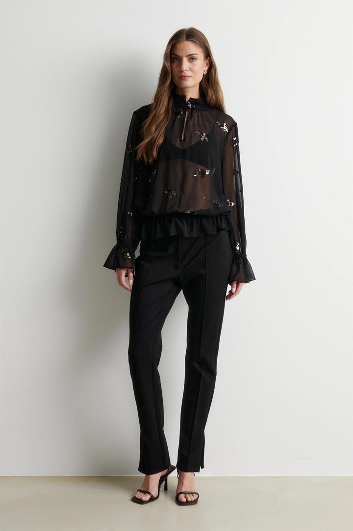 Luma Sequin Blouse - Black