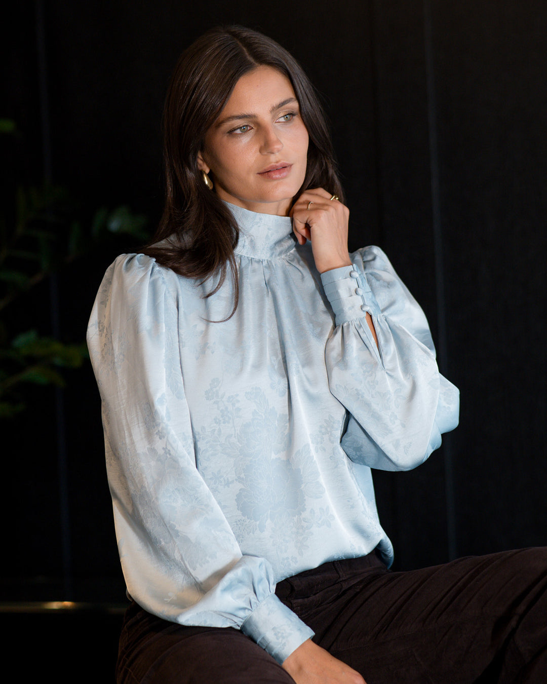 Avira Satin Blouse - Ice Blue