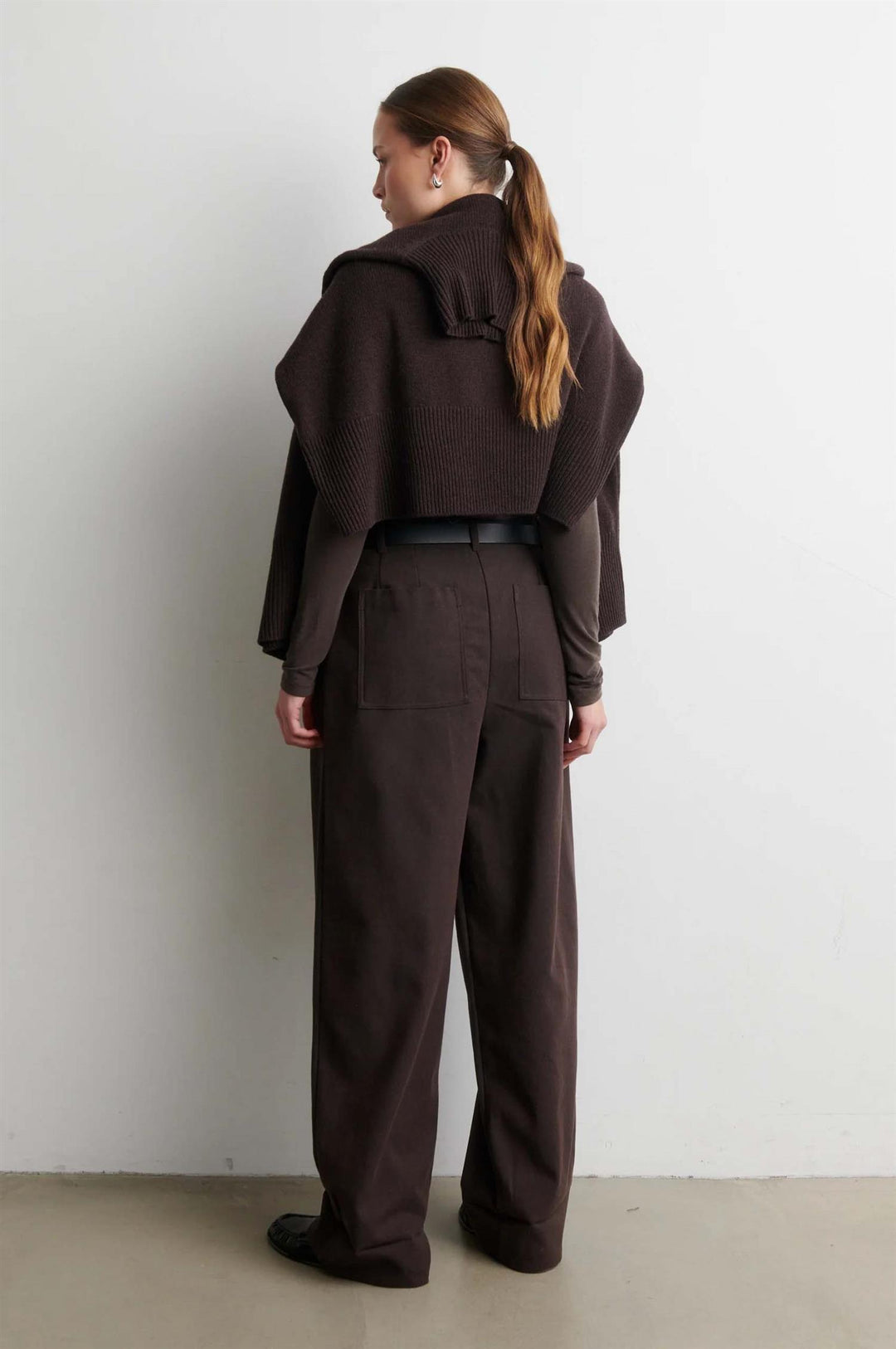 Matima O-Neck Long Sleeve Tee - Dark Brown