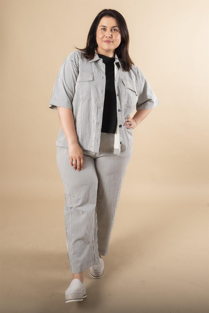 KAnaya Striped Culotte Pants - Midnight/White Stripe