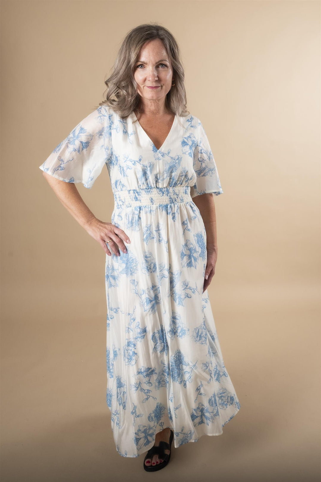 Evangelina Dress - Blue Flower