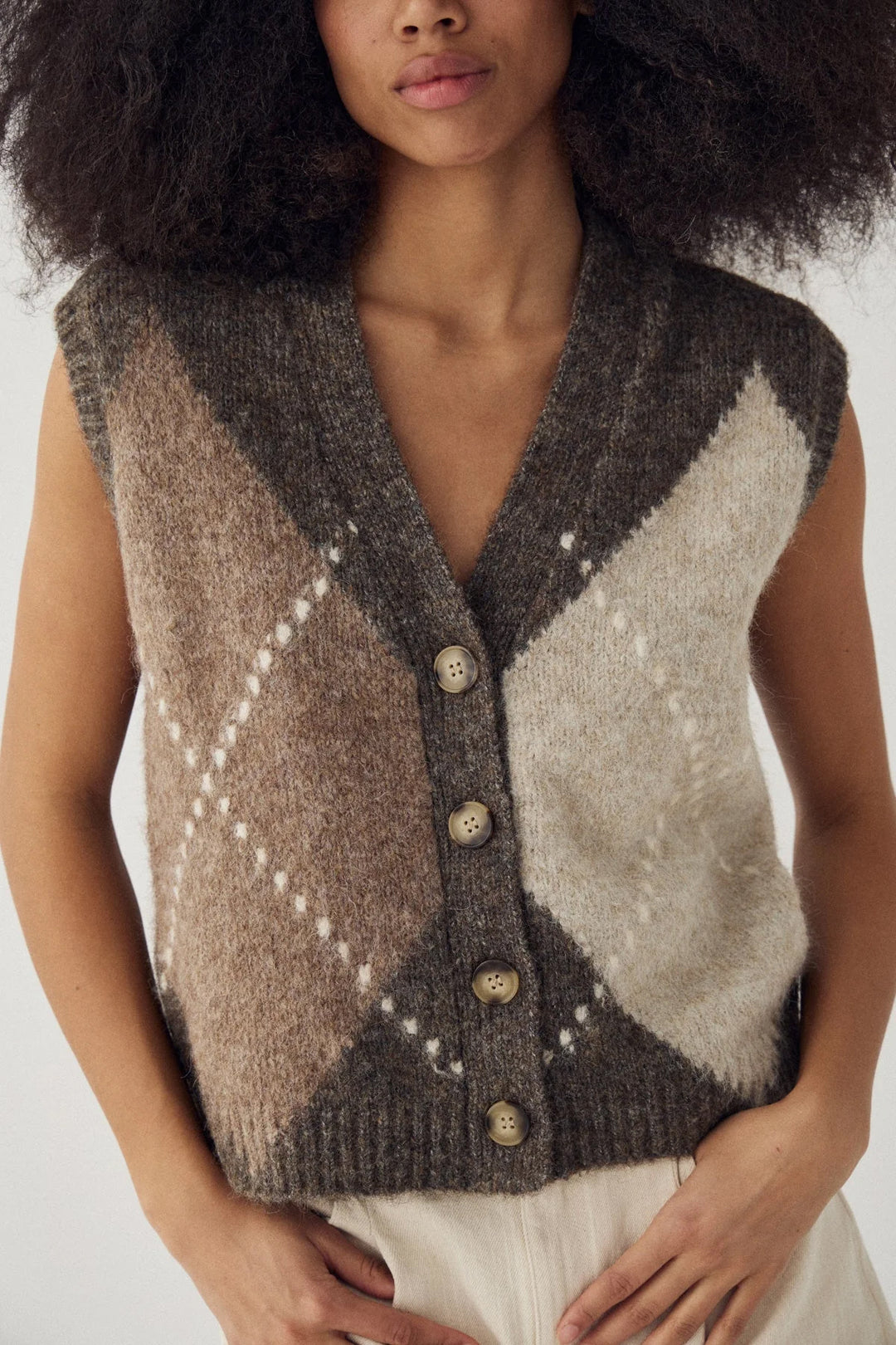 Laiana Knit Vest - Ash Brown Mix