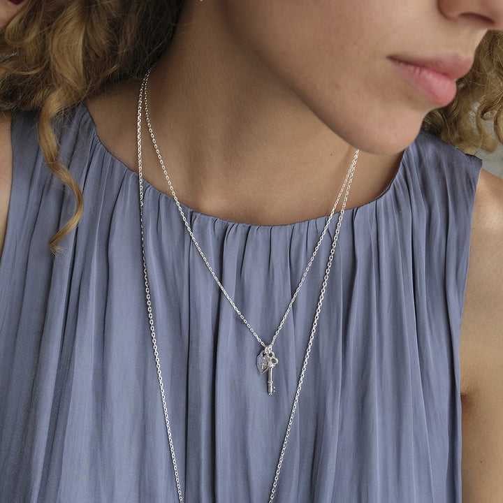 Open My Heart Necklace Short - Silver