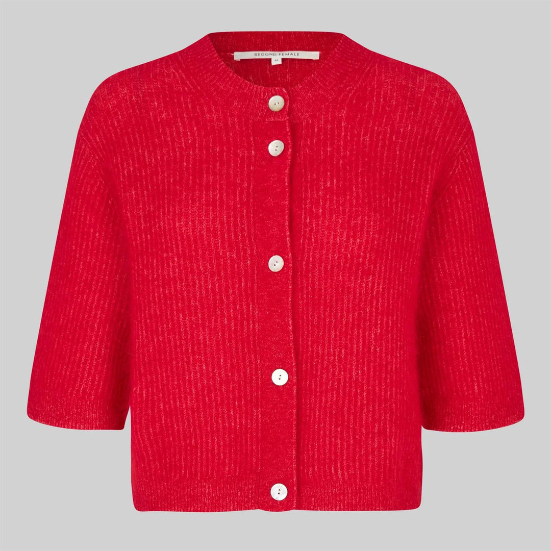 Andrea Knit Rib Cardigan  - Goji Berry- Goji Berry