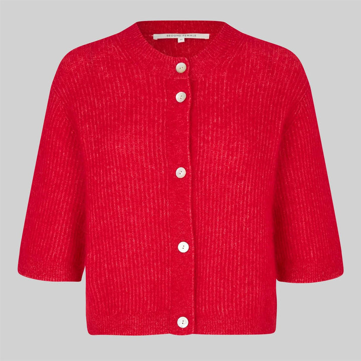 Andrea Knit Rib Cardigan  - Goji Berry- Goji Berry