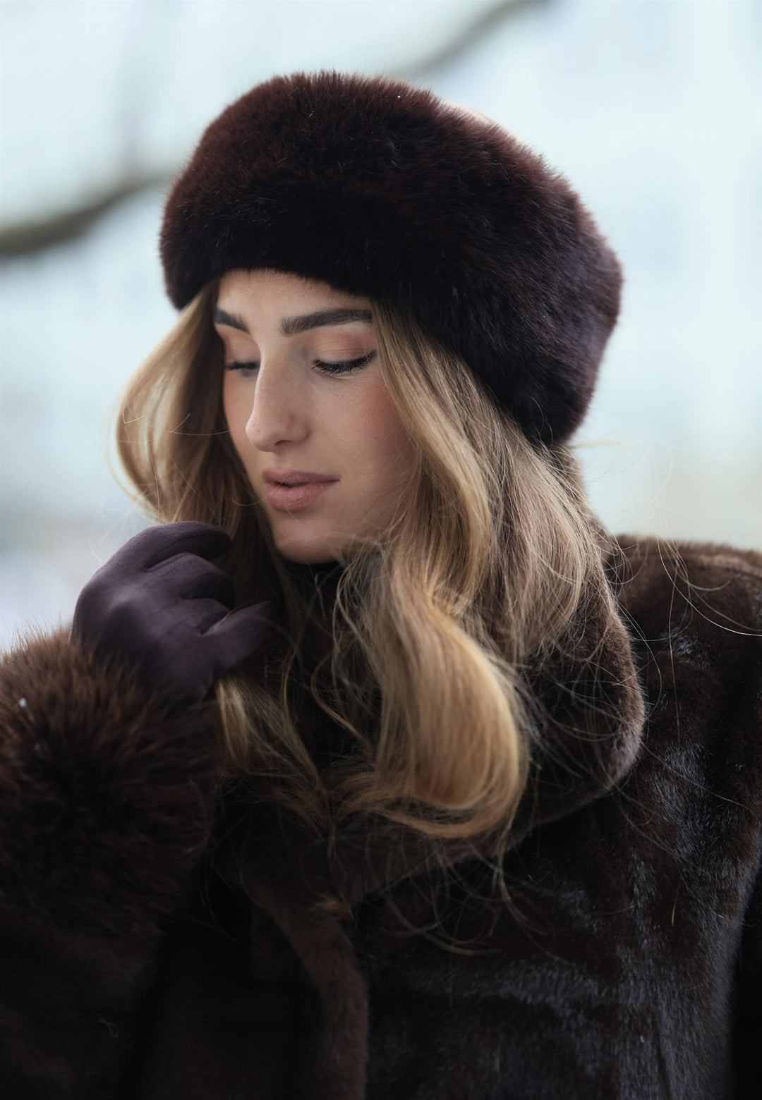 Fur Headband - Chocolate Brown