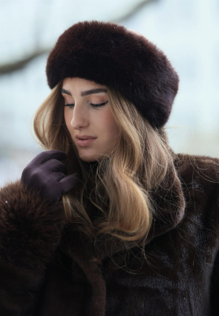 Fur Headband - Chocolate Brown