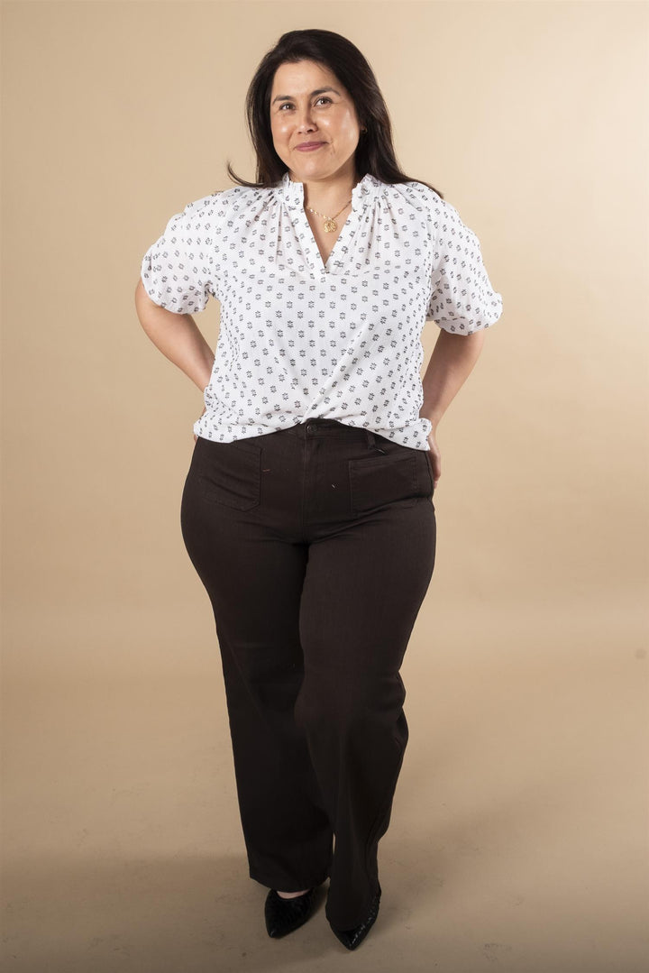 KClanni Blouse - Offwhite / Black dobby