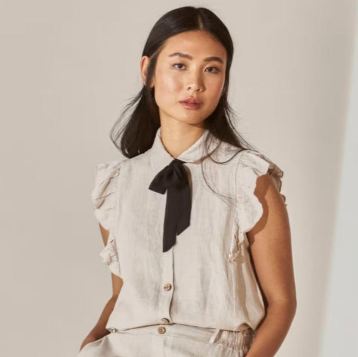 Maika Linen Top - Sand