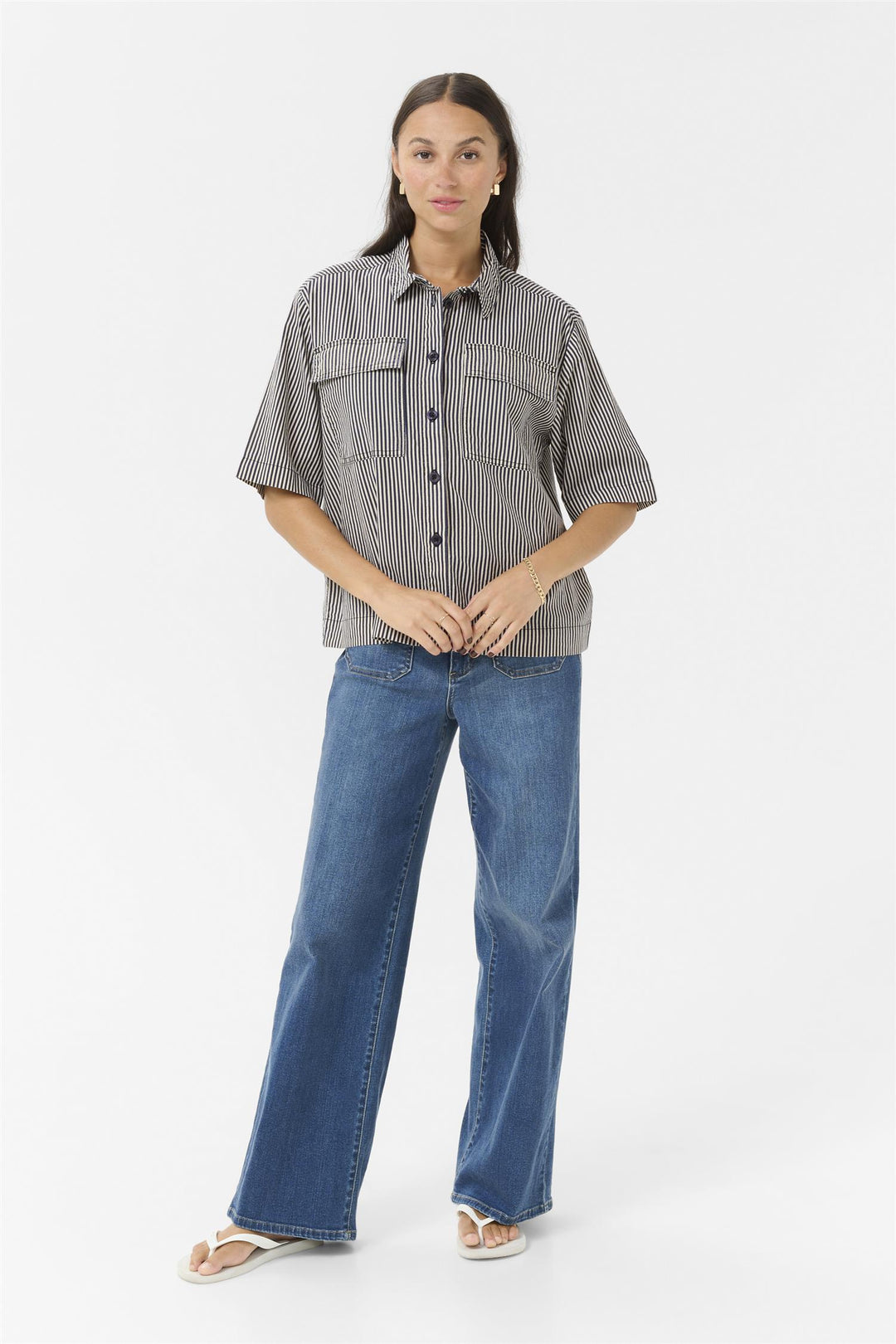 KAnaya Striped Shirt - Midnight/White Stripe