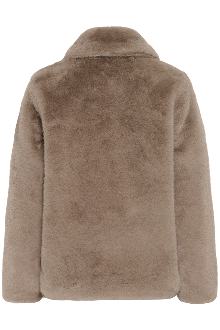 KArosa Fake Fur Jacket - Taupe Gray