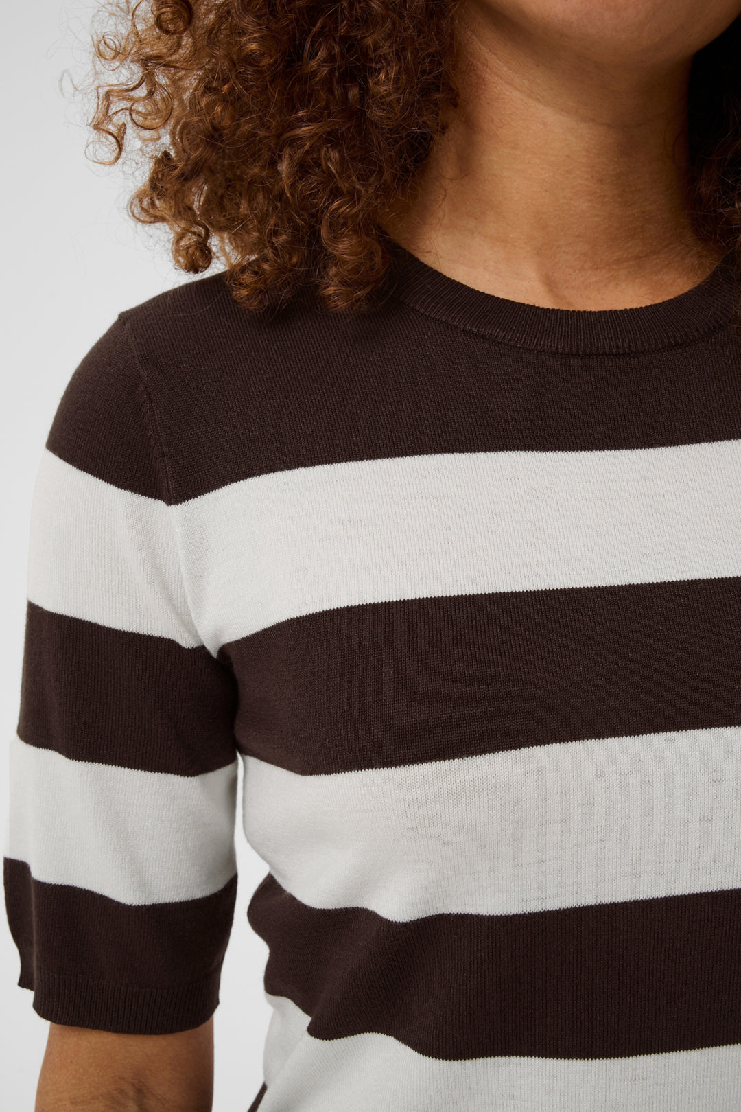 KAlizza Striped Knit - Coffee Bean/Chalk Wide Stripe