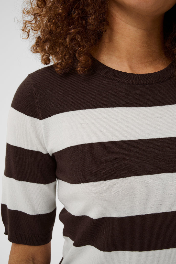 KAlizza Striped Knit - Coffee Bean/Chalk Wide Stripe