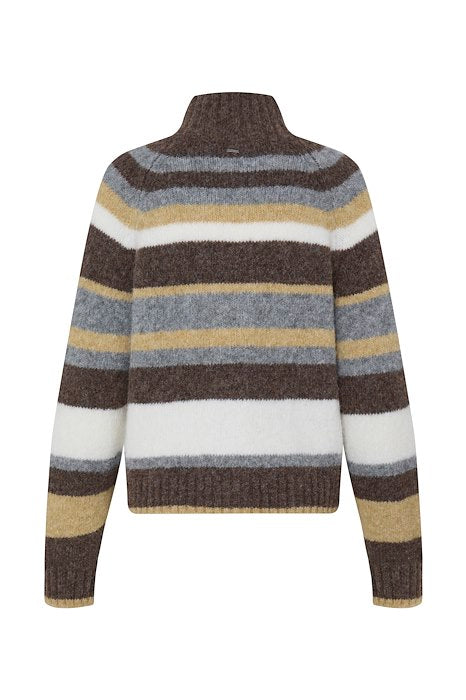 PZGEORGIE CARDIGAN - DARK BROWN WITH STRIPES