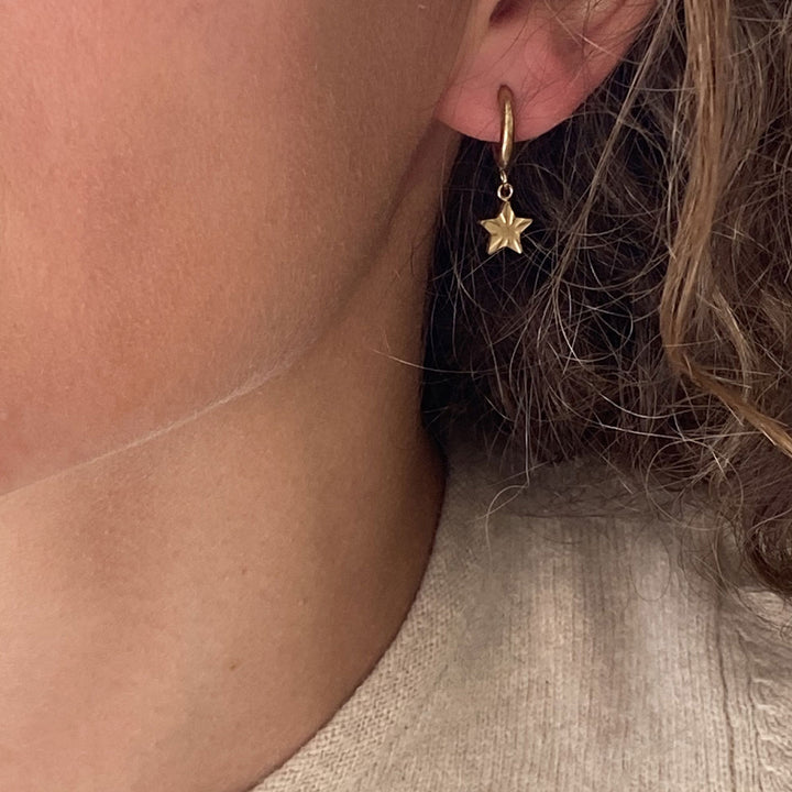 Hoops Earring w/Sprinkling Star Steel  - Gold