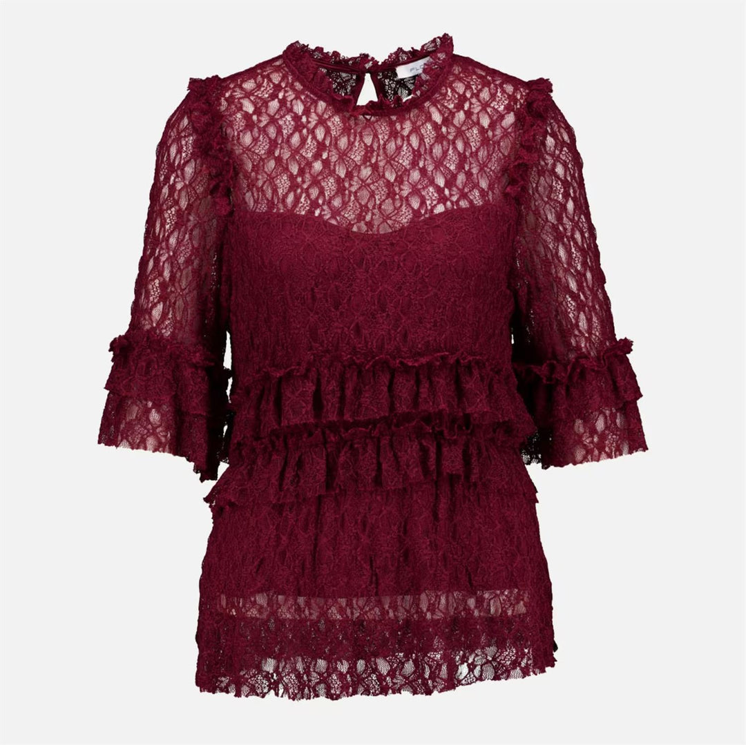 Malibu Lace Blouse - Bordeaux