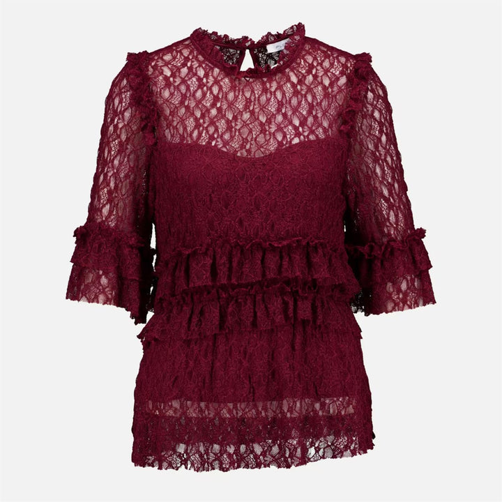 Malibu Lace Blouse - Bordeaux