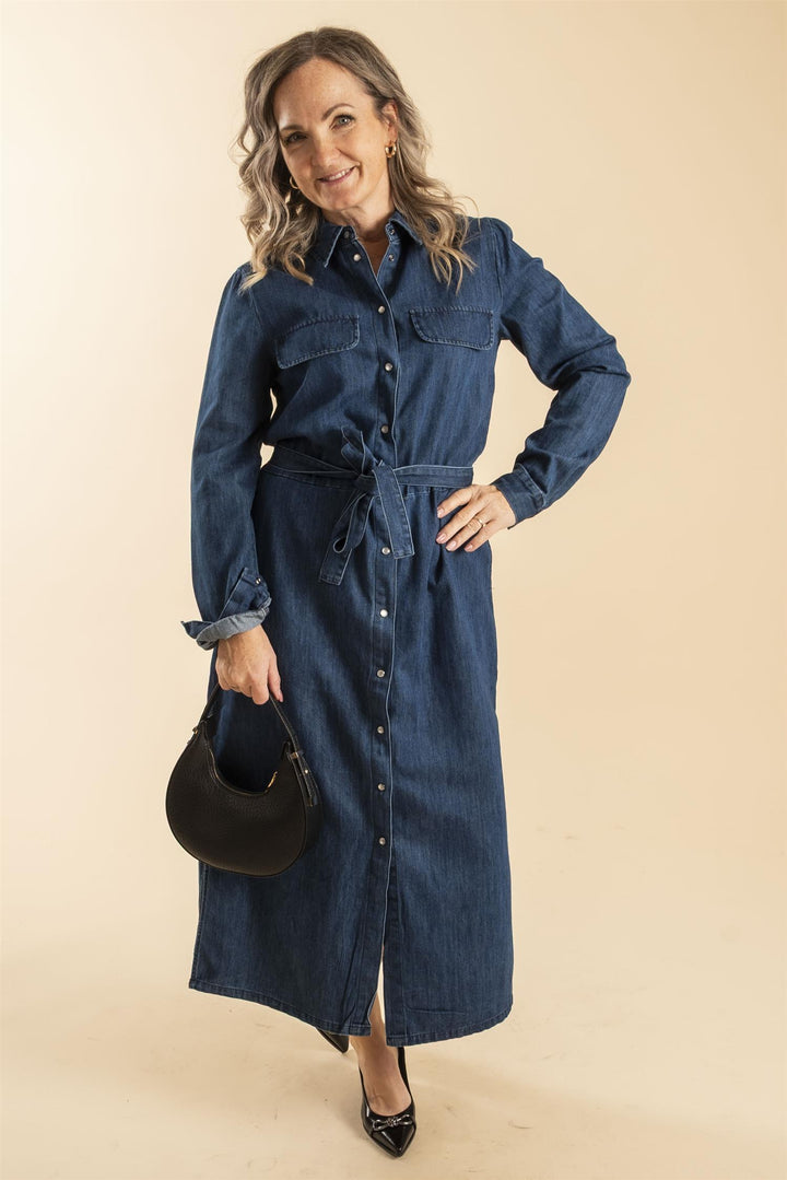 PZMALIA SHIRT DRESS - Dark blue denim