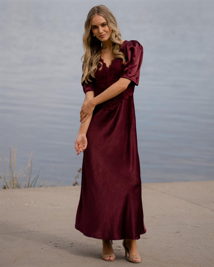 Vaiana Long Dress - Deep Cherry