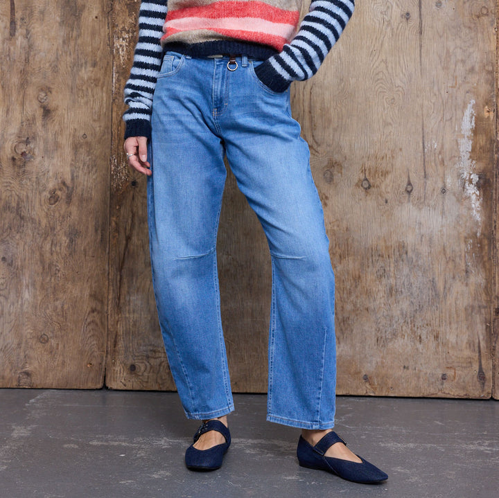 PZANNI HighWaist JEANS BARREL LEG - Medium blue denim