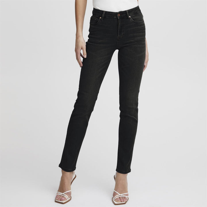 PZEMMA HighWaist Jeans Medium Straight Leg - Black Leg