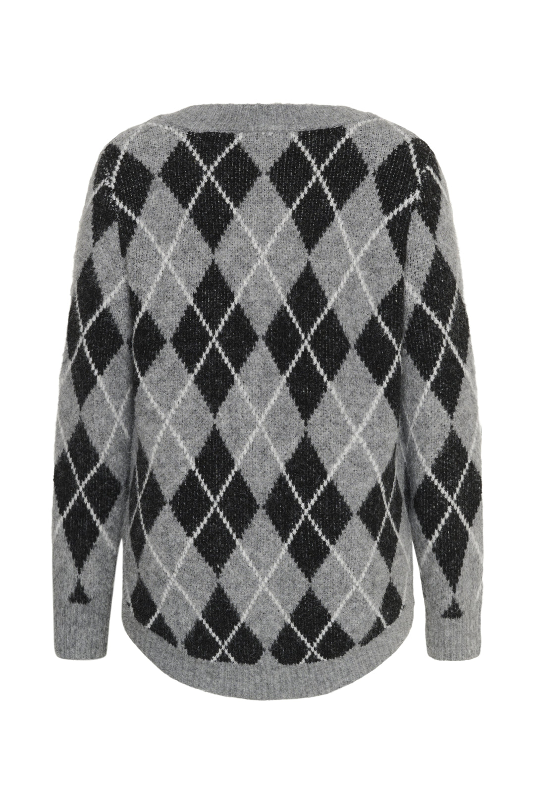 KCsima Cardigan - Black/GM/White Argyle