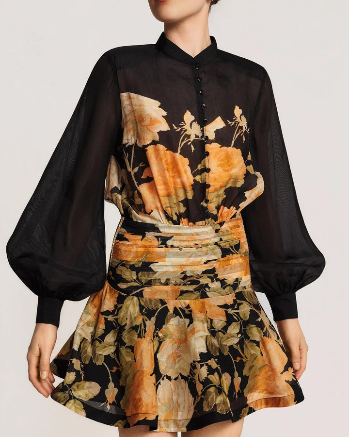 Organza Mini Dress - Midnight Field