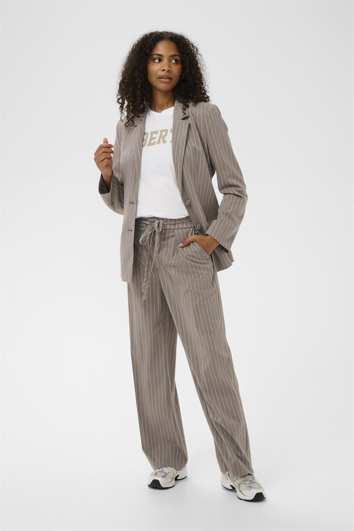 KAmeril Wide Pants - Beige Pinstripe