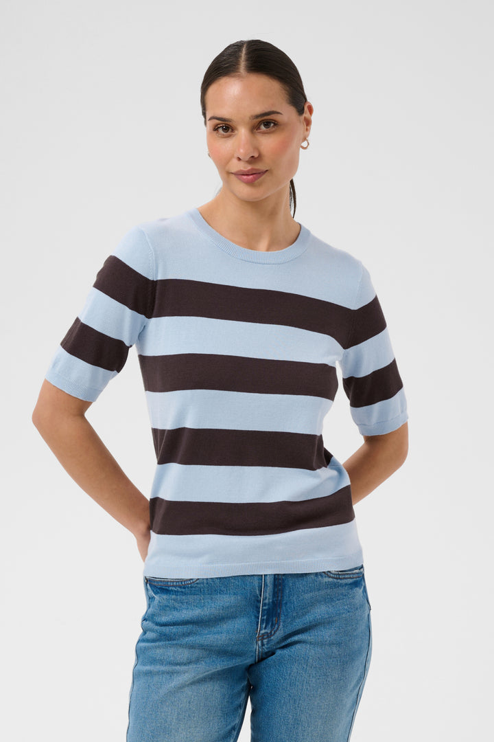 KAlizza Striped Knit - Blue fog / Brown Wide Stripe