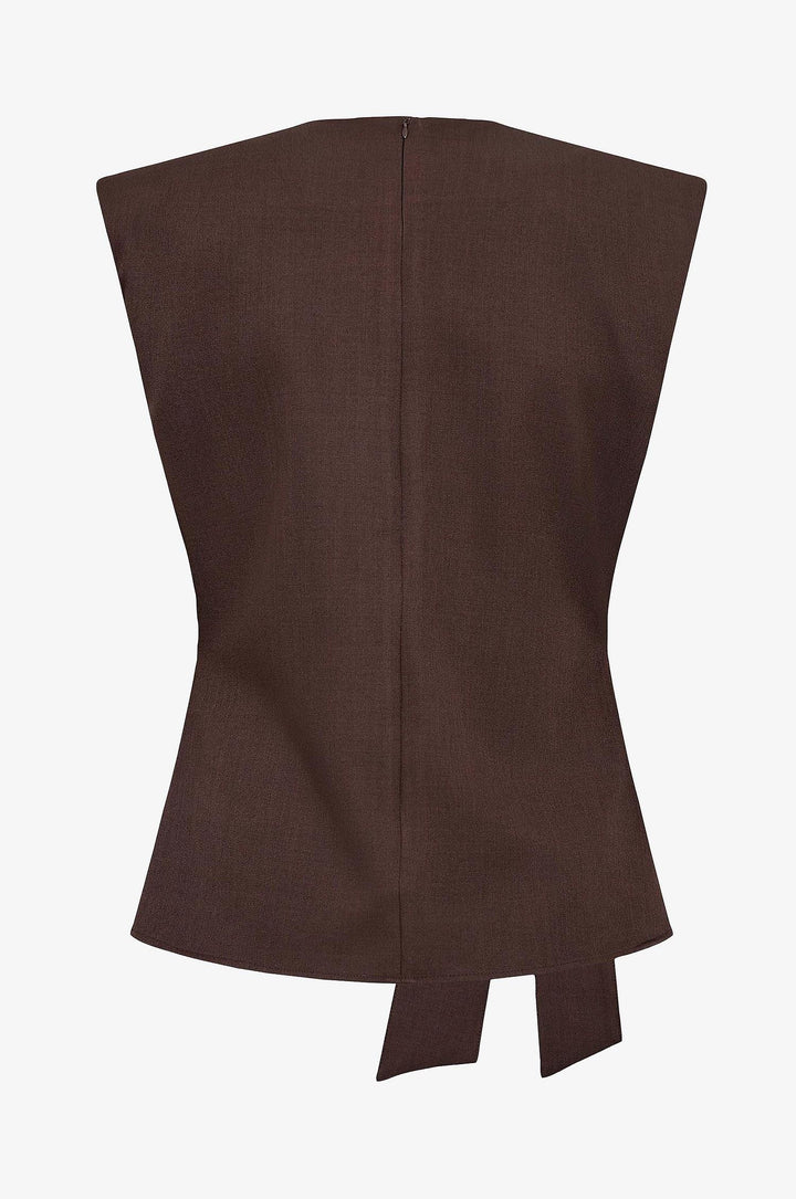 Luna Pleat Top - Dark Brown