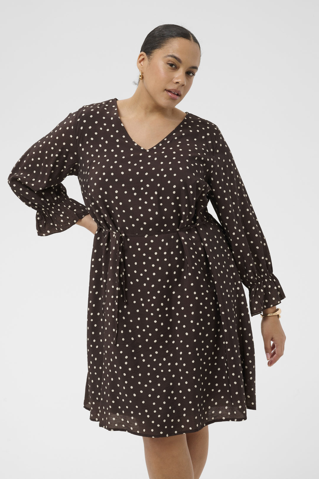 KCditte Dress - Coffee Bean Turtledove Dot
