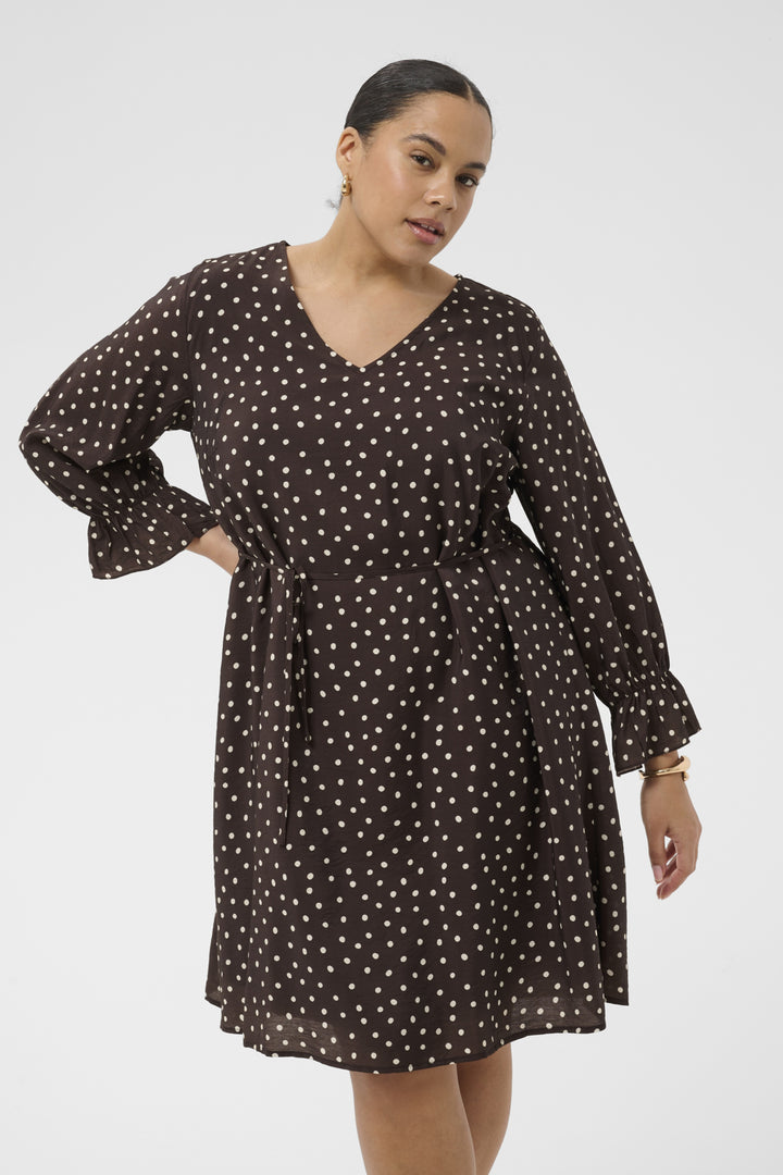 KCditte Dress - Coffee Bean Turtledove Dot
