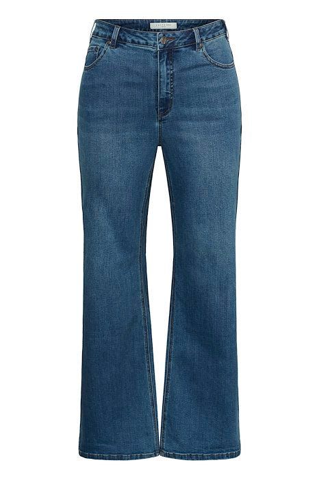 KCflora Flared Full Length Jeans - Medium blue denim
