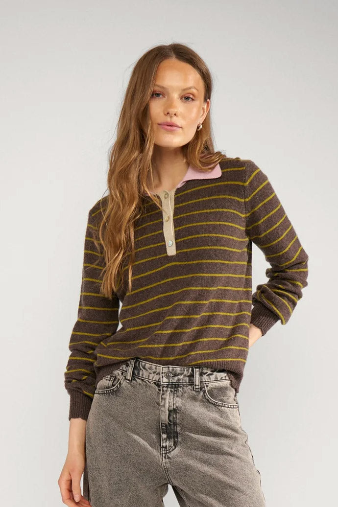 Nulucinda Stripe Pullover - Black Coffee