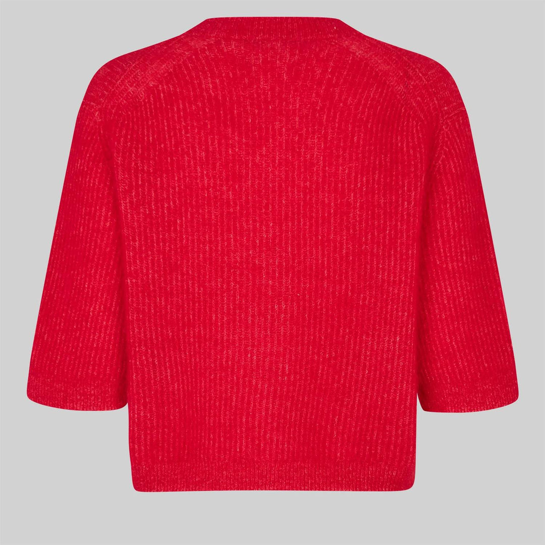 Andrea Knit Rib Cardigan  - Goji Berry- Goji Berry