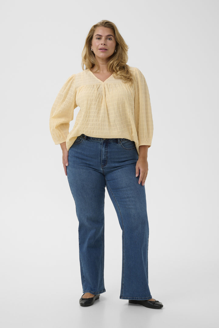 KCflora Flared Full Length Jeans - Medium blue denim
