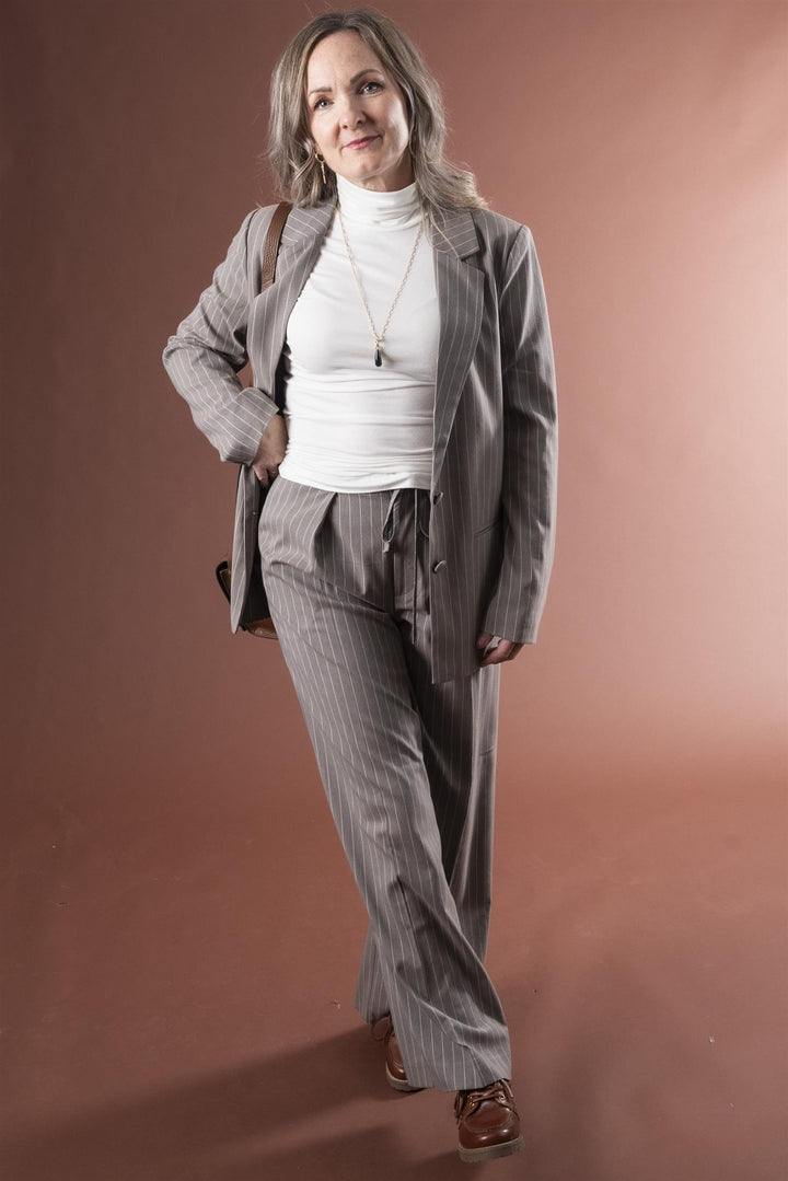 KAmeril Blazer - Beige Pinstripe