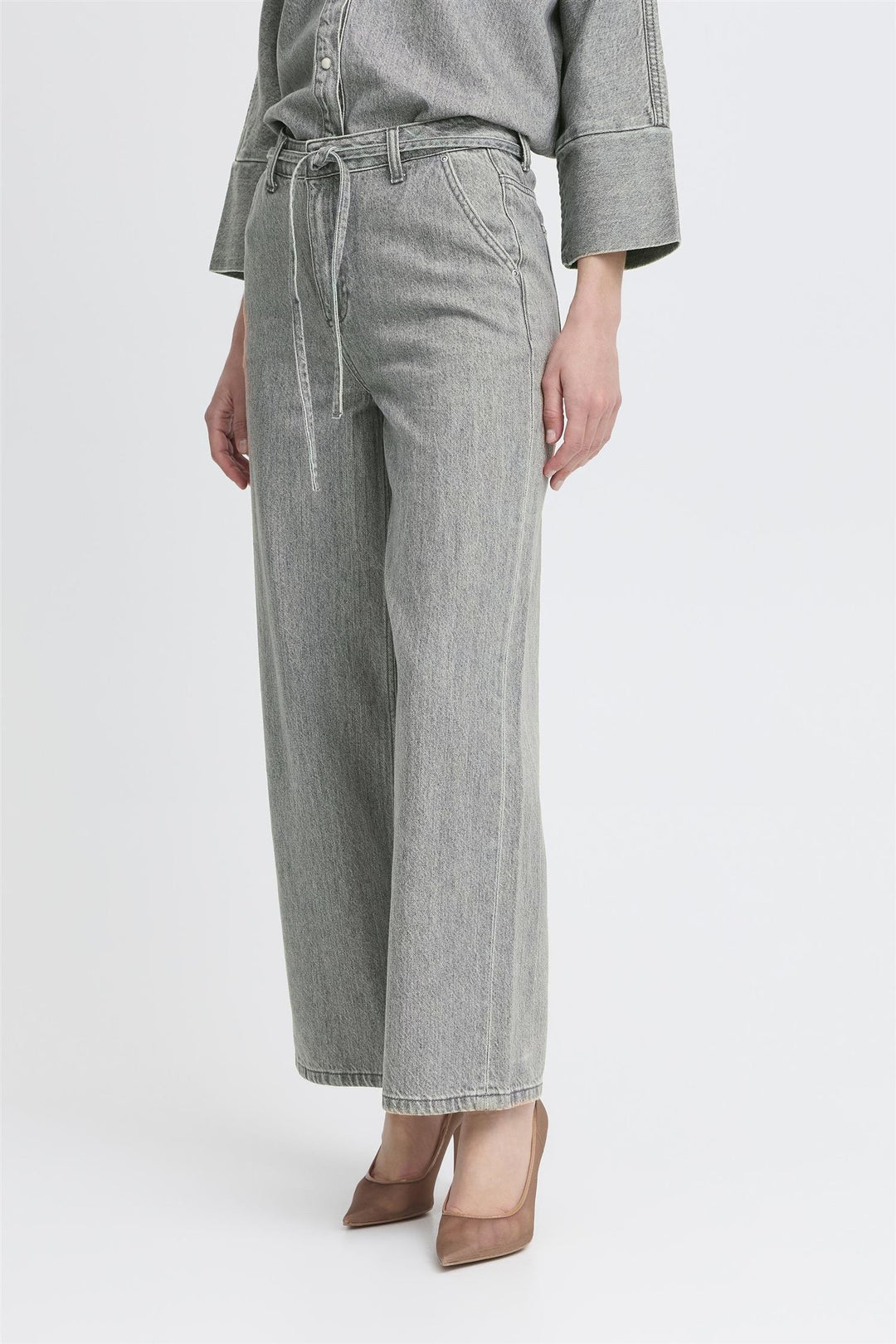 BYKIMU BELT JEANS 2 - Mid Grey Denim